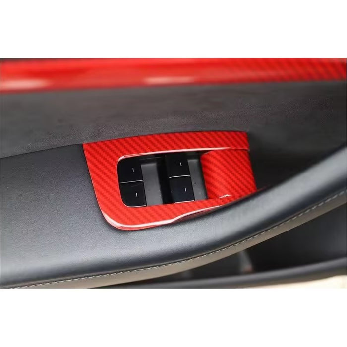 Thetapai Window Switch Panel Covers Red for Tesla Model 3 Model Y