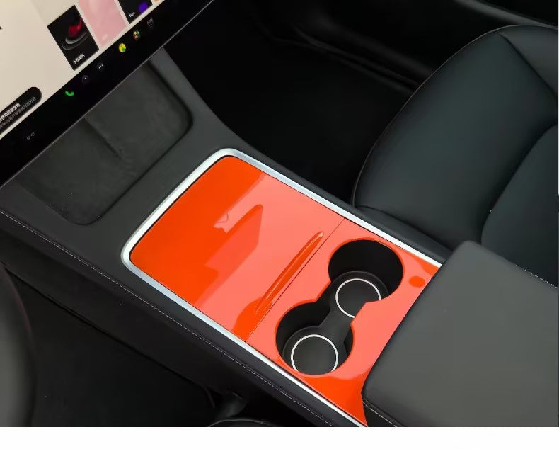 Thetapai Center Console Cover Stickers Orange for Tesla Model 3 Model Y