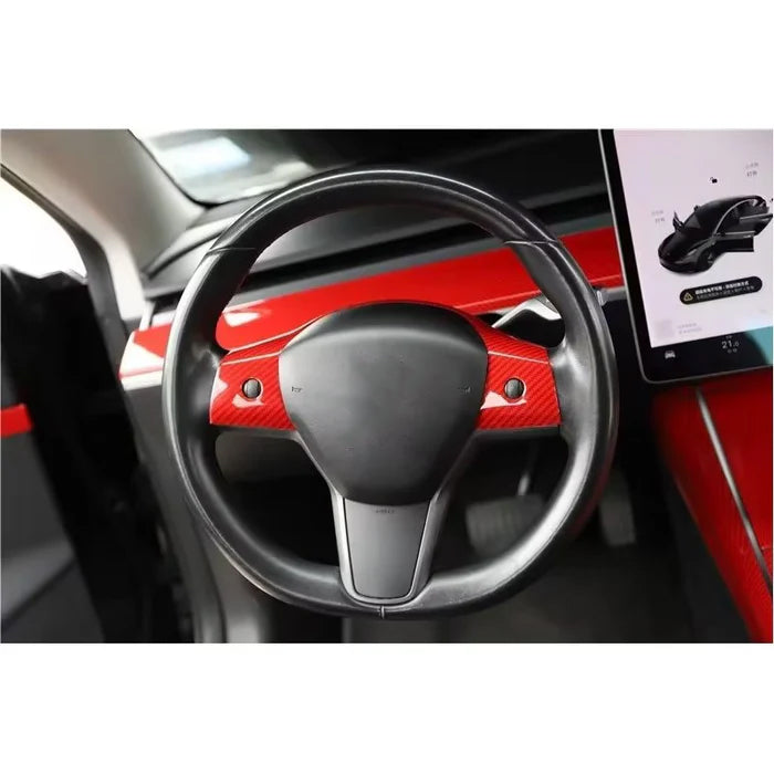 Thetapai Steering Wheel Control Frame Cover Red for Tesla Model 3 Y