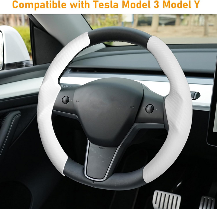 For Tesla Model 3 Model Y Steering Wheel Cover White