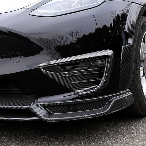 For Tesla Model Y Accessories 2020-2024 Front Fog Light Cover Trim Carbon Fiber