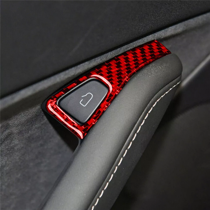 For Tesla Model Y Model 3 4PCS Window Lift Switch Button Cover Trim Carbon Fiber Red