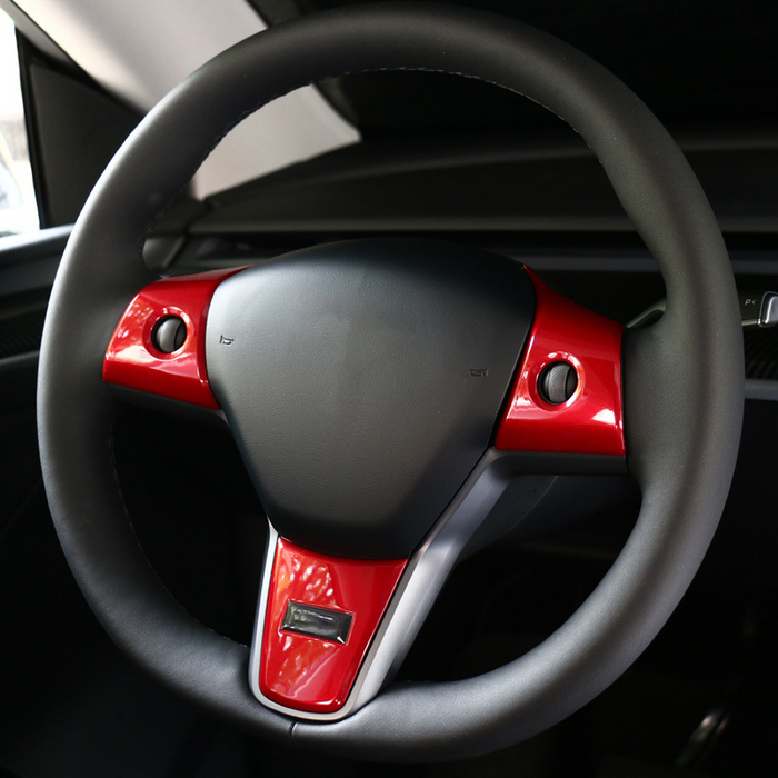 For Tesla Model 3/Y Accessories Steering Wheel Cover Sticker Red