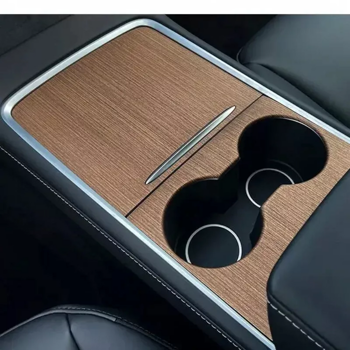 Thetapai Center Console Cover Sticker Wood Grain for Tesla Model 3 2017-2020