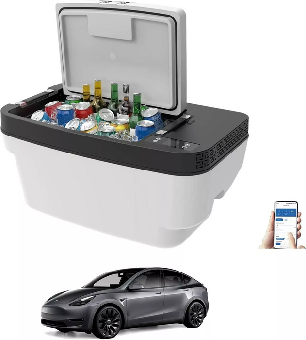 For Tesla Model Y 12V-24V 35L APP Control Portable Car Boot Refrigerator