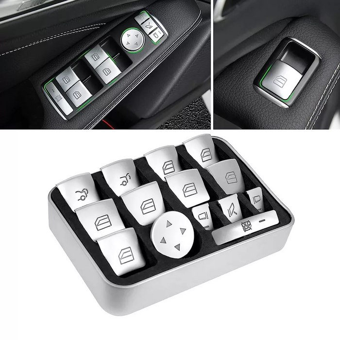 For Tesla Model X Model S 2020-2023 Window Lift Switch Button Cover Stickers Silver