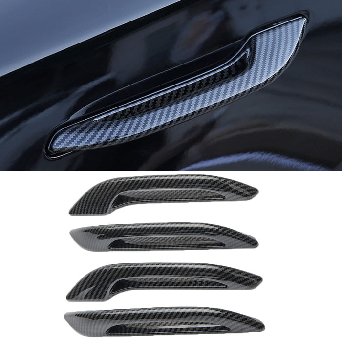 For 4PCS Tesla Model 3 Model Y Out Door Handle Trim Cover Carbon Fiber 2017-2022