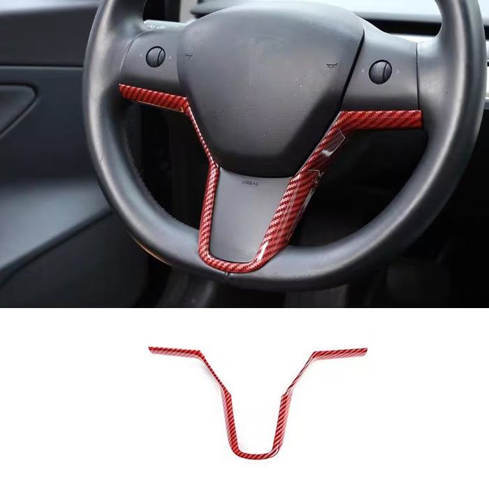 Thetapai Steering Wheel Lower Frame Sticker Red for Tesla Model 3 Y