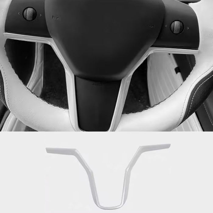 Thetapai Steering Wheel Lower Frame Sticker White for Tesla Model 3 Y