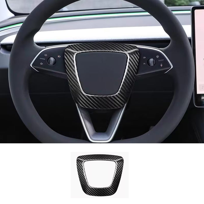 Thetapai Steering Wheel Panel Frame Sticker Black for 24 Tesla Model 3