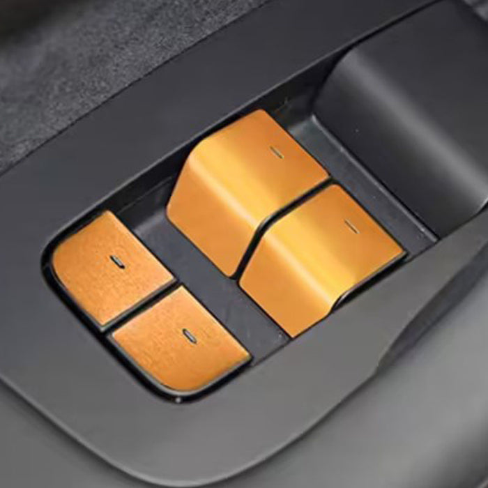 Thetapai Window Switch Button Stickers Golden for Tesla Model 3 Y