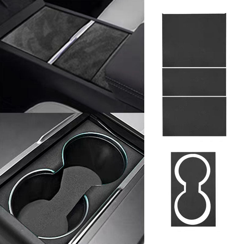 Thetapai Console and Cup Holder Sticker Black for Tesla Model 3 2024