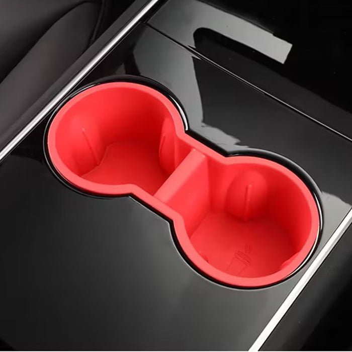 Thetapai Center Console Cup Holder Expansion Red for Tesla Model 3 Y