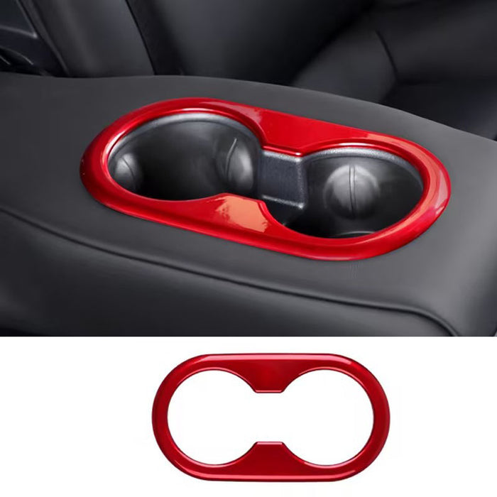 Thetapai Rear Seat Cup Holder Panel Cover Red for Tesla Model 3 Y