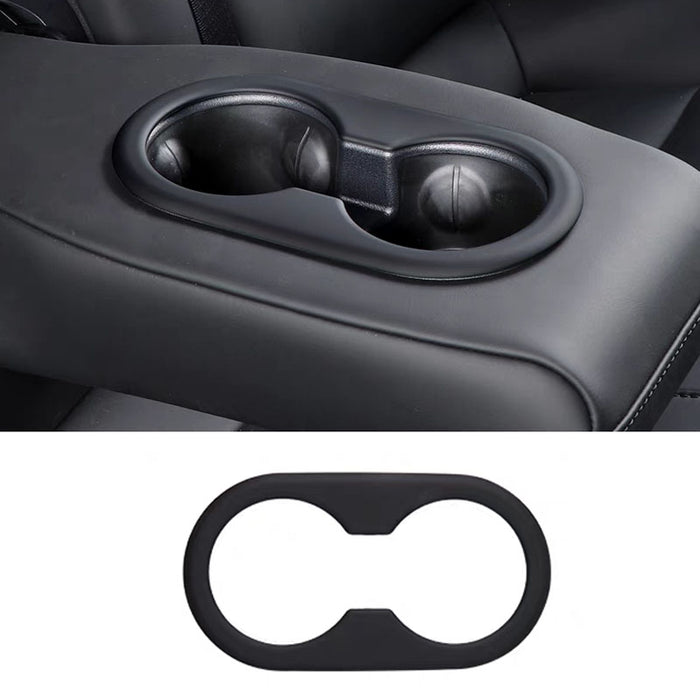 Thetapai Rear Seat Cup Holder Panel Cover Black for Tesla Model 3 Y