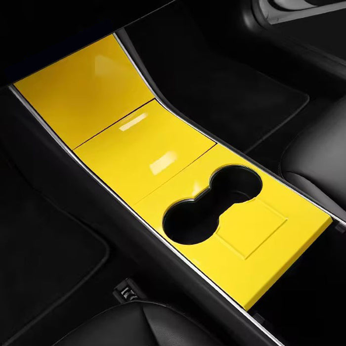 Thetapai Center Console Cover Stickers Yellow for Tesla Model 3