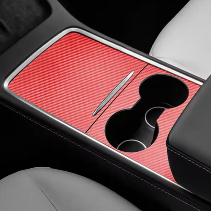 Thetapai Center Console Cover Stickers Red Carbon for Tesla Model 3 Y