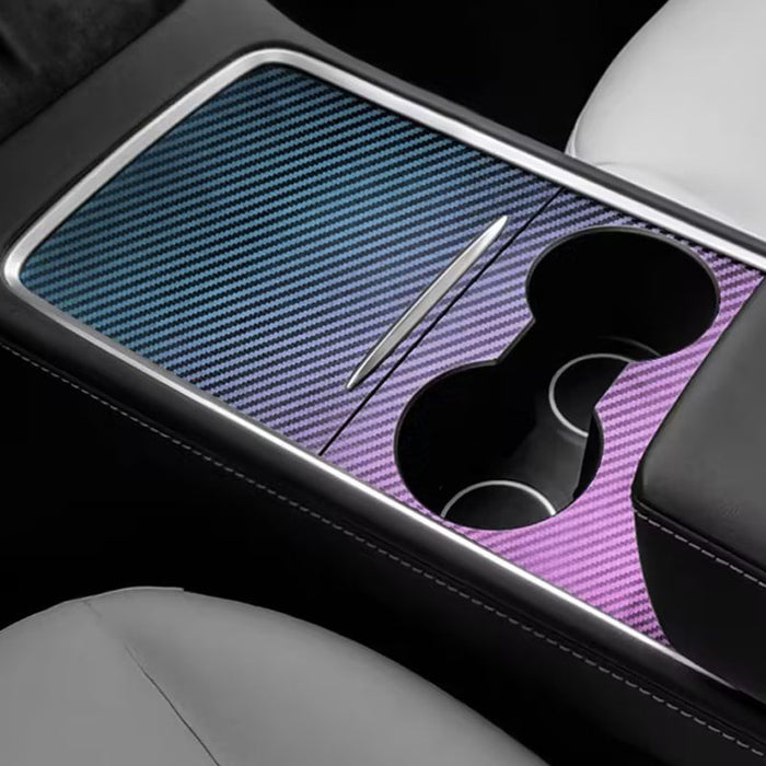 Thetapai Center Console Cover Purple Carbon for Tesla Model 3 Model Y