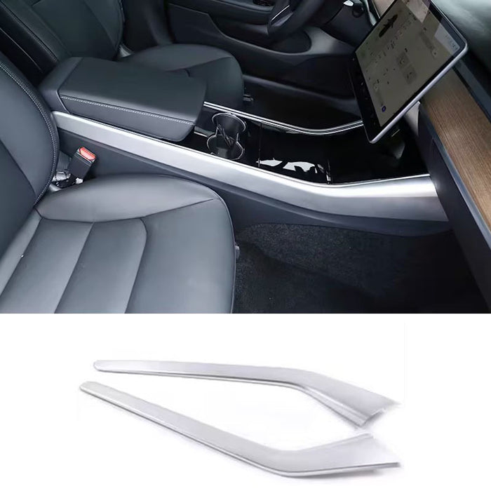 Thetapai Center Console Side Sticker Silver for Tesla Model 3