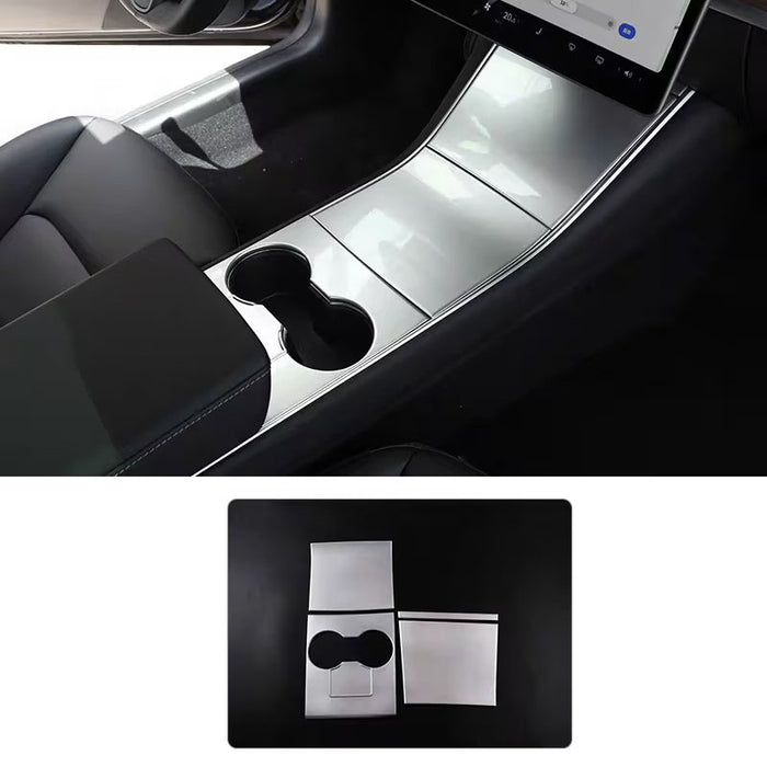 Thetapai Center Console Cover Stickers Silver for Tesla Model 3