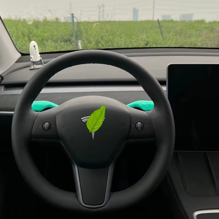 Thetapai Steering Shift Lever Knob Covers Green for Tesla Model 3 Y