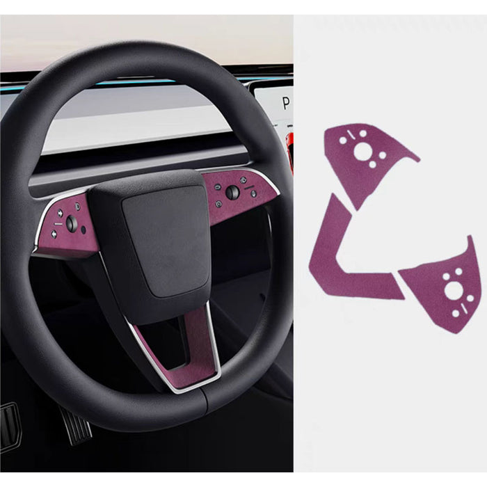 Thetapai Steering Wheel Panel Sticker Purple for 2024 Tesla Model 3