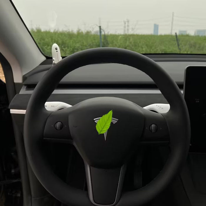 Thetapai Steering Shift Lever Knob Covers White for Tesla Model 3 Y