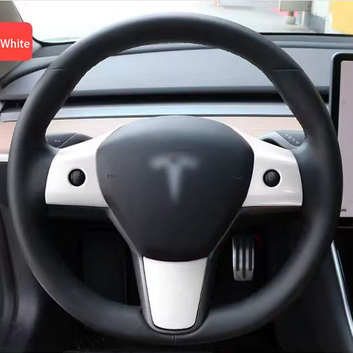 Thetapai Steering Wheel Control Stickers White for Tesla Model 3 Y