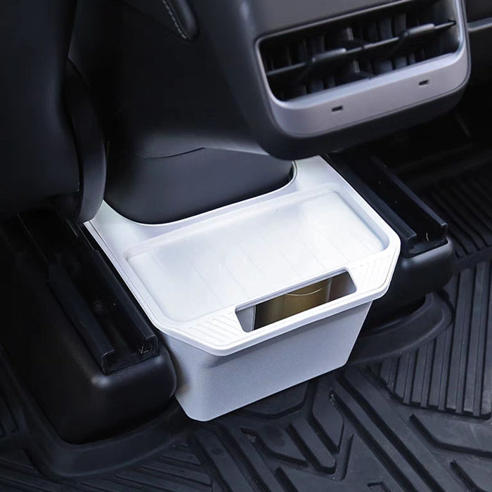 Thetapai Rear Center Floor Portable Trash Bin White for Tesla Model 3 Y