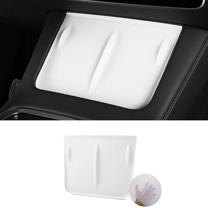 For Tesla Model 3 Model Y Center Console Silicone Anti-skid Pad Phone Wireless Charging White