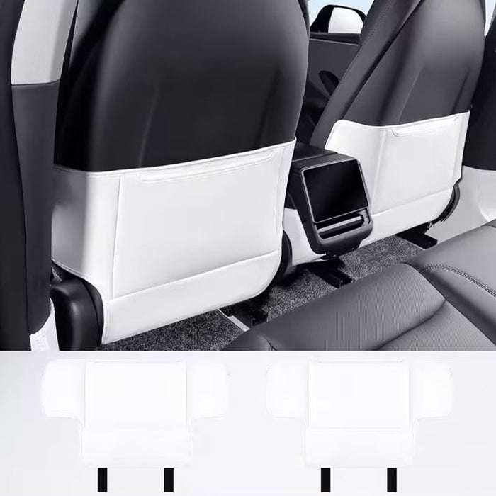 Thetapai Seat Back Anti-Kick Pad Leather White for Tesla Model 3 Y