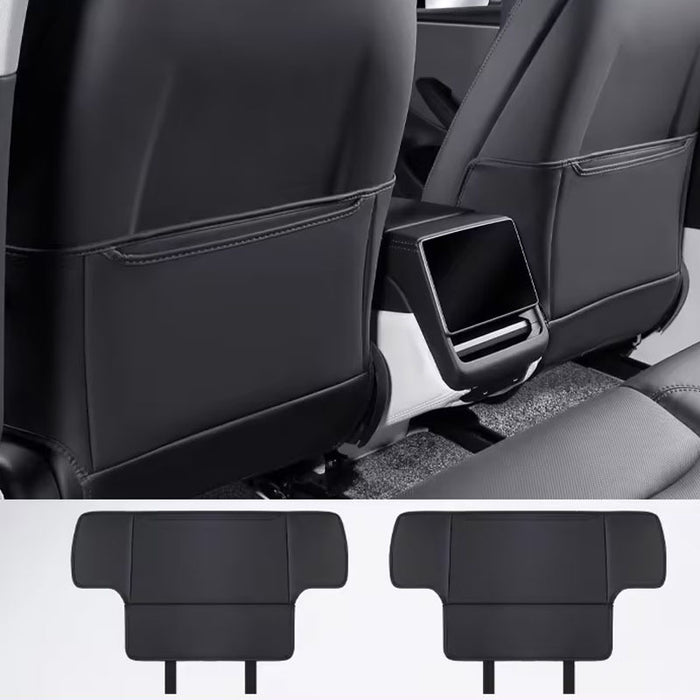 Thetapai Seat Back Anti-Kick Pad Leather Black for Tesla Model 3 Y