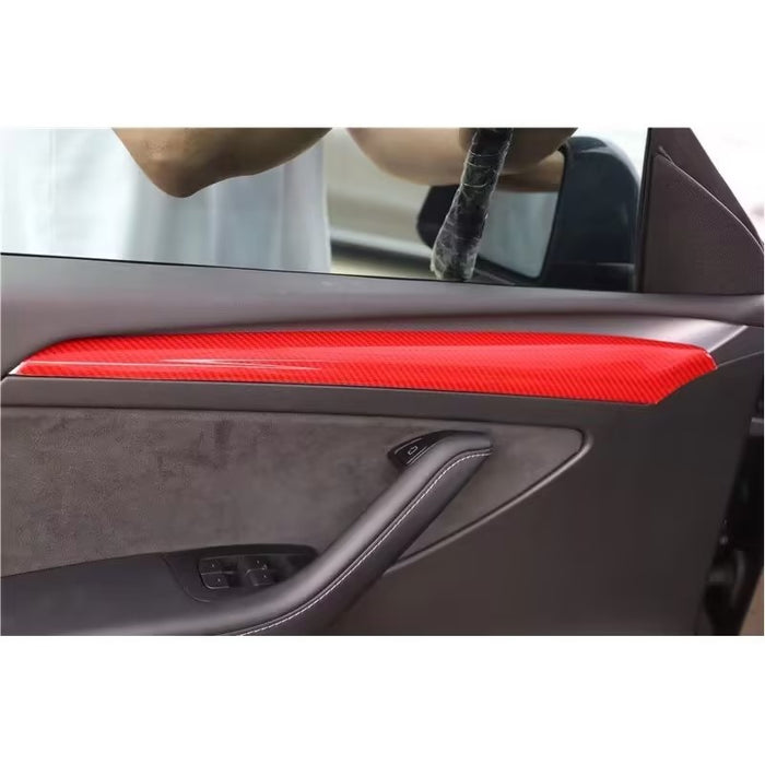 Thetapai Door Décor Trim Sets Red for Tesla Model 3 Model Y