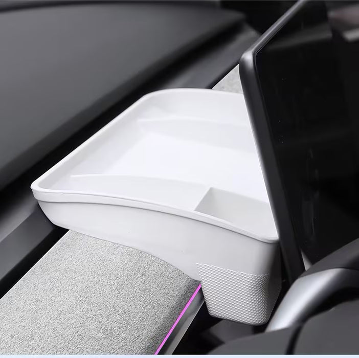 Thetapai Hidden Screen Rear Organizer Tray White for Tesla Model 3 Y