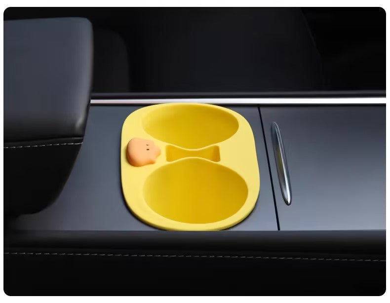 Thetapai Center Console Cup Holder Expander Yellow for Tesla Model 3 Y