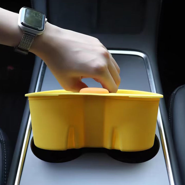 Thetapai Center Console Cup Holder Expander Yellow for Tesla Model 3 Y