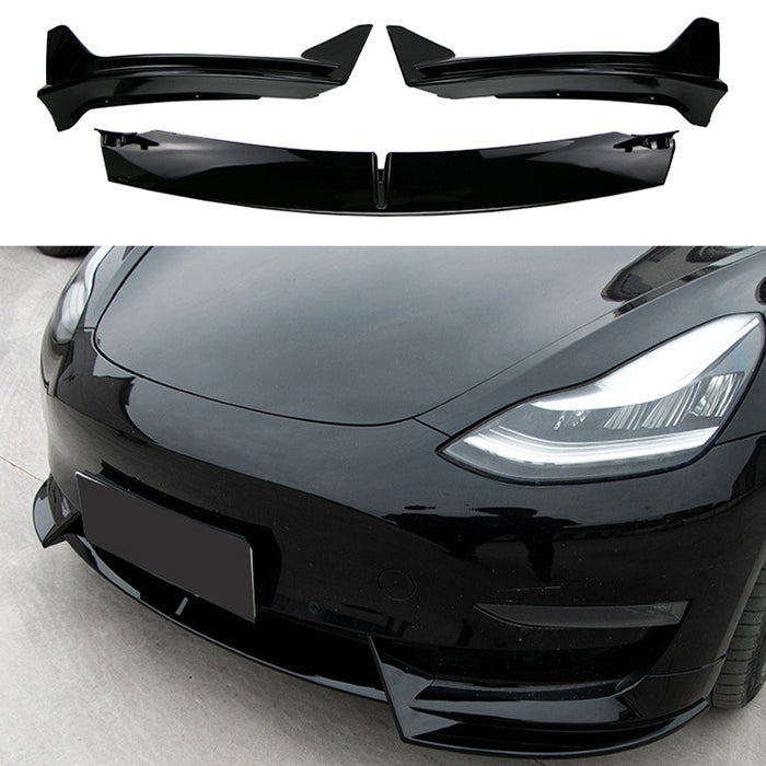 For Tesla Model Y 2020-2024 ABS Front Bumper Lip Spoiler Splitter Glossy Black