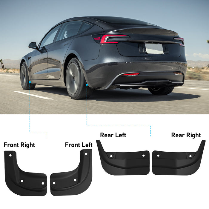 For Tesla Model 3 Highland Mud Flaps Splash Guard Fender 2024 4PCS