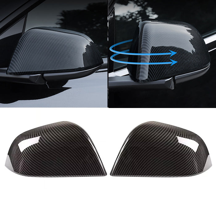 For Tesla Model Y 2023-2024 1Pair Car Side Mirror Cover Caps Carbon Fiber