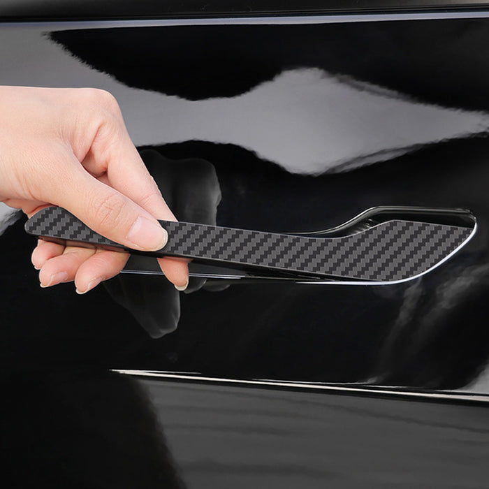 For Tesla Model 3 Model Y 4PCS Door Handle Cover Sticker Decal Carbon Fiber