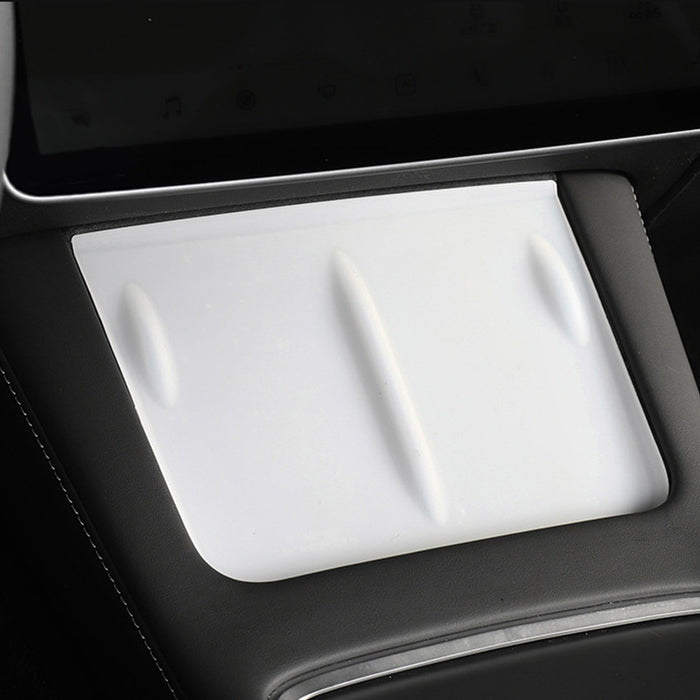 For Tesla Model 3 Model Y Center Console Silicone Anti-skid Pad Phone Wireless Charging White