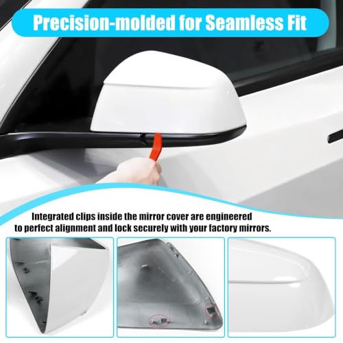 Thetapai Model Y Juniper Mirror Cover Left Pearl White