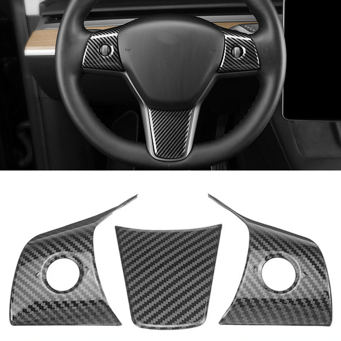 For Tesla Model Y Accessories Steering Wheel Cover Sticker Carbon Fiber