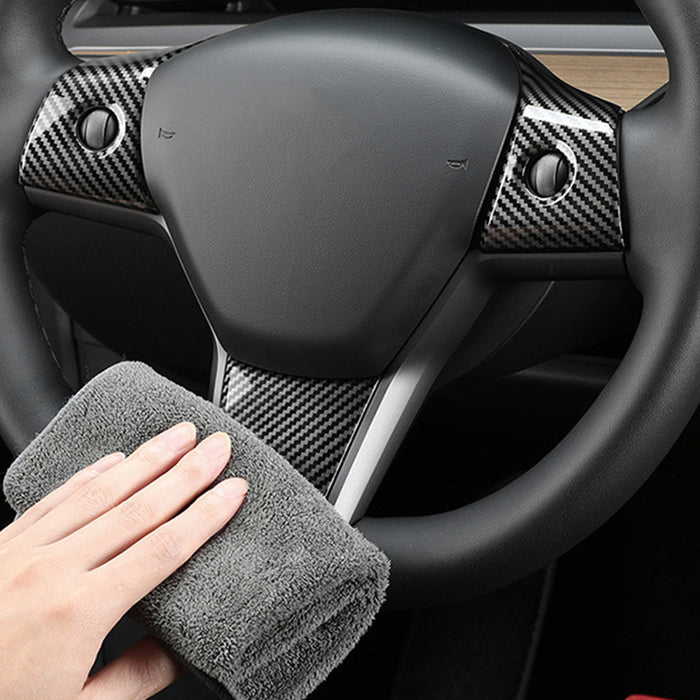 For Tesla Model Y Accessories Steering Wheel Cover Sticker Carbon Fiber