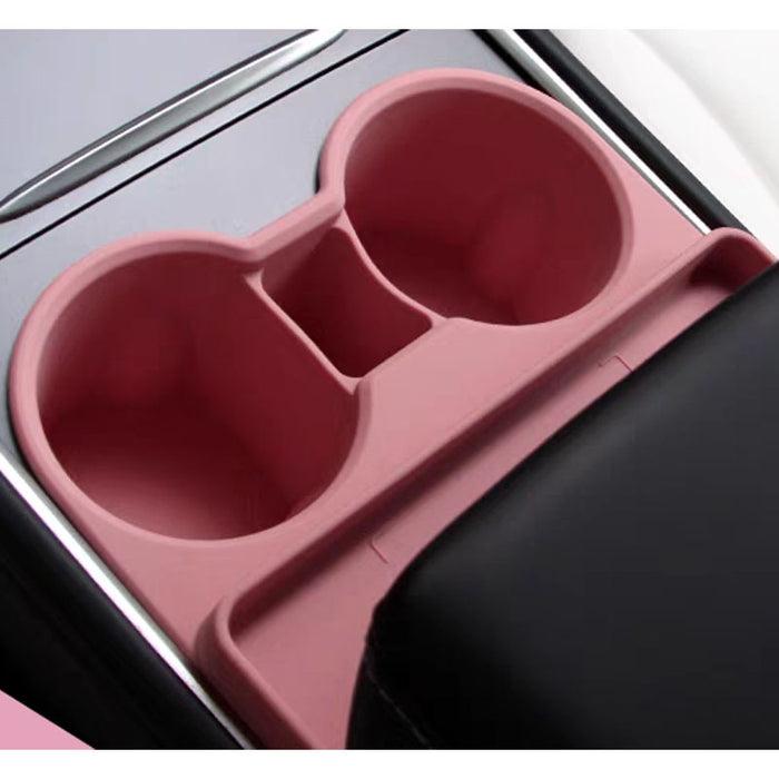 Thetapai Center Console Cup Holder Expansion Pink for Tesla Model 3 Y