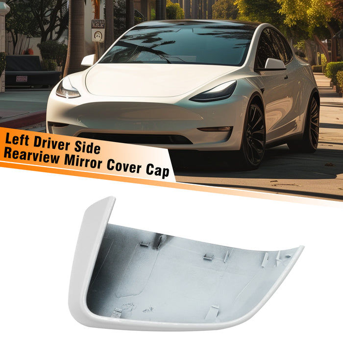 For Tesla Model Y Mirror Cover Caps White 2020 2021 2022 2023 2024 Left Driver Side