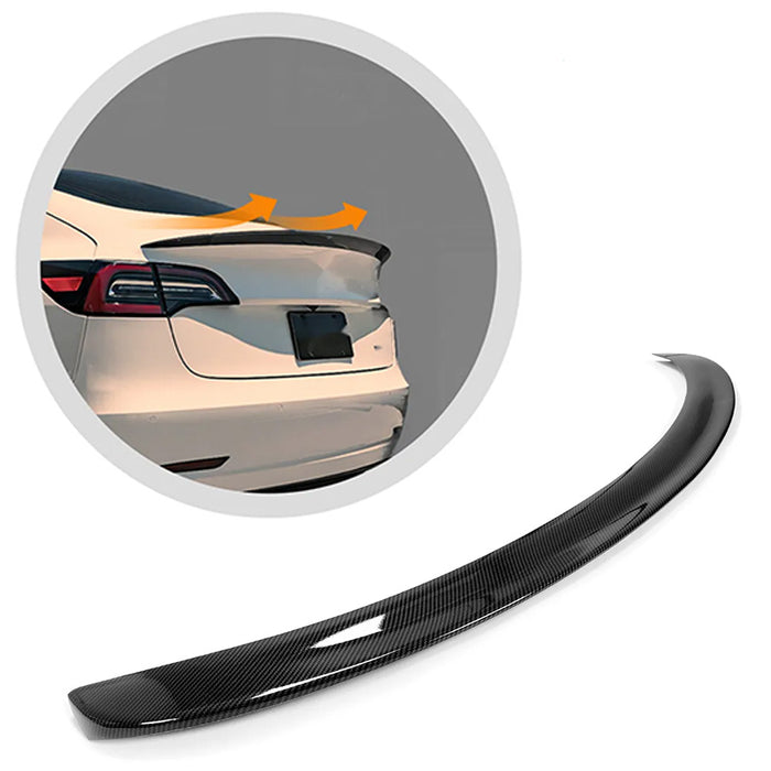 For 2017-2023 Tesla Model 3 Spoiler Wing Rear Trunk Lip Glossy Carbon Fiber