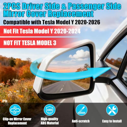 Thetapai Model Y Juniper Mirror Cover Left Pearl White