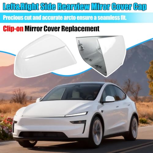 Thetapai Model Y Juniper Mirror Cover Left Pearl White