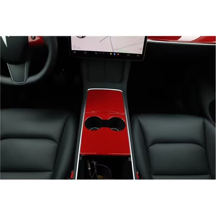 Thetapai Center Console Cover Stickers Red for Tesla Model 3 Model Y